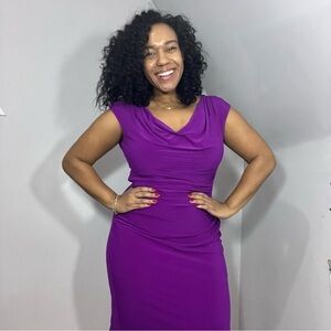 Ralph Lauren purple bodycon jersey knit dress business casual everyday normcore
